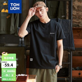 唐狮夏季新款T恤男纯棉短袖T恤宽松潮流上衣男士衣多穿 黑色 XL