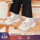 FILAFUSION 斐乐硬糖厚底女鞋增高老爹鞋新款休闲鞋运动鞋女 卷轴棕/椰浆白-AC 36