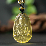 黛螺天然黄水晶本命佛吊坠项链本命年八大守护神护身符礼物 大日如来属羊属猴佩戴 小款