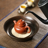 一纪（KAZUNORI） 日式纯手工黄铜茶盘家用复古蓄水储水小茶盘茶托简约壶承茶台 圆形复古铜壶承（二）