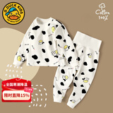 G.DUCKKIDS小黄鸭婴儿秋衣套装全棉高腰护肚秋裤男女宝宝长袖分体睡衣 奶牛 90 cm (建议身高75-82CM,体重19-24斤)