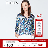 PORTS宝姿 新品 衬衫女衬衣显瘦职业装印花衬衣女LN8B034HPT020 天蚀蓝印花 XS (2)