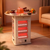 荣光钻石烧烤型五面取暖器家用电热取暖炉电暖器室内外省电速热烤火炉小太阳烤火器电烤炉客厅取暖器大面积 雾色白[超大侧三款(红管)]-防倾倒带桌板