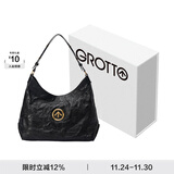 GROTTO个乐黑石hobo大号植鞣绵羊皮腋下单肩斜挎包通勤礼物 经典黑L（金标）