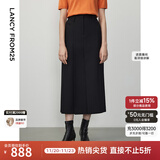朗姿【朗姿羊毛Basic衣橱】【明星同款】高级感a字半身裙冬季新款半裙 黑色2 M