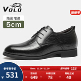VOLO犀牛男鞋商务正装皮鞋冬季男士内增高透气德比鞋 黑色内增高 40