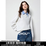 初语拼接假两件衬衫卫衣女25春秋新款知识分子时尚polo领上衣情侣 银花灰 XL