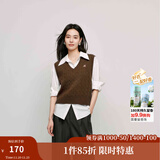 茵曼（INMAN）针织马甲女老钱风V领薄冬季学院风内搭毛衣 浅咖色 M