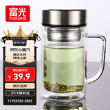 富光双层玻璃杯支持团购定制泡茶杯办公杯带把 大容量男女水杯子580ML