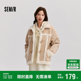 森马（Semir）外套女牛角扣翻领宽松文艺2024冬季仿麂皮仿兔毛夹克109724108011