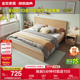 全友家居 北欧原木风板式床1.8米x2米主卧室简约现代家用木板双人床