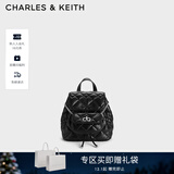 CHARLES&KEITH菱格大容量柔软多用背包书包双肩包包女包生日礼物CK2-60151400 Noir黑色 S
