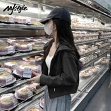 MJ STYLE插肩袖短款开衫外套女2025年秋季宽松休闲百搭运动风学生长袖上衣