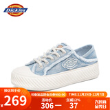 Dickies女士帆布鞋潮流休闲鞋子布鞋低帮百搭平底鞋 水洗蓝 38