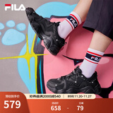 FILA 斐乐猫爪鞋4代女鞋老爹鞋情侣运动鞋复古时尚休闲鞋网面透气 【女款】黑-BK 37.5