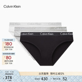 Calvin Klein内衣女士三条装经典提花腰边ck舒适棉质微弹性感比基尼三角内裤女 MPI-太空黑/椰青灰/月光白 3条 M 尺码偏大，建议拍小一码