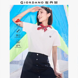 佐丹奴短袖Polo衫女新款莱卡棉珠地布元气小刺绣翻领上衣05315390