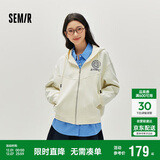 森马（Semir）外套女春季连帽字母刺绣宽松落肩夹克分割学院风上衣101125108002