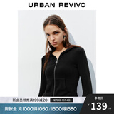 UR2025秋季新款女时尚连帽爱心蝴蝶结拉链修身外套UYB150001 黑色 M