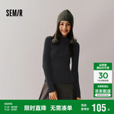 森马（Semir）毛衣女冬季舒适紧身半高领正肩纯色羊毛衫显瘦打底衫101724107003