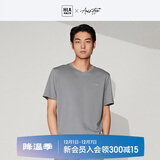海澜之家（HLA）短袖T恤男轻商务休闲V领凉感t恤刺绣短袖男夏季 中灰77 XL 180/96A推荐76-82kg