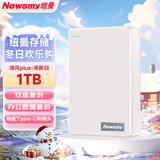 纽曼（Newsmy）1TB 移动硬盘机械 双盘备份 清风Plus系列 USB3.0 2.5英寸 清新白 海量存储 手机连接 格纹设计