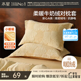 水星家纺枕套牛奶绒冬季双面保暖对枕套抗静电A类枕头罩一对装双人48x74cm