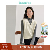 茵曼（INMAN）针织马甲女老钱风V领薄冬季学院风内搭毛衣 梨花杏 M