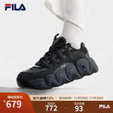 FILA斐乐女鞋舒适可颂面包鞋复古老爹鞋2024冬季新款增高厚底鞋运动鞋 黑/影黑灰-BD 37.5