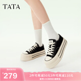 他她（TATA）经典厚底帆布鞋女鞋子休闲板鞋小白鞋春新款WP801AM5 黑色 37