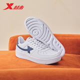 特步情侣男女板鞋小白鞋空军一号冬季革面保暖运动板鞋休闲鞋