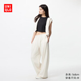 优衣库女装运动宽腿裤/阔腿裤宽松卫裤25秋冬新款479620 01 乳白色 S /155/64A