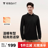 拇指白小T男款热力智暖长袖POLO衫秋季翻领商务百搭上衣体恤衫 墨黑 L