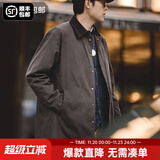 马登工装复古英伦油蜡风衣男秋秋中长款灯芯绒撞色大衣宽松披风外套 深咖色（无需水洗） XL