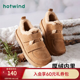 热风（Hotwind）女鞋雪地靴加绒保暖勃肯鞋居家通勤秋冬新款外穿魔术贴乐福鞋棉鞋 02棕色 36 (230mm)
