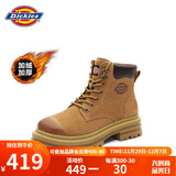 Dickies女士马丁靴高帮时尚情侣靴百搭工装靴女 土黄-加绒 女款-37 