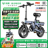 绿源【向往的生活推荐品牌】电动自行车新国标代驾折叠电动车超长续航铝合金锂电池助力电瓶车 航空铝合金蓝色-40A-纯电120公里