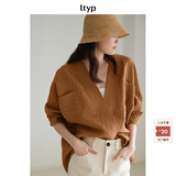 旅途原品（ltyp）真丝衬衫女可水洗皱感干丝无领蝙蝠袖冬季宽松百搭衬衣 琥珀橘-可水洗真丝 M （现货）