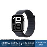 Apple/苹果 Watch Series 10 智能手表蜂窝款46毫米亮黑色铝金属表壳浓墨色回环式运动表带MWYL3CH/B