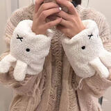 途尊秋冬毛绒可爱兔卷毛绒袖套女白色羽绒服护袖工作学习学生保暖套袖 米菲卷毛袖套【2双装】