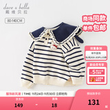 戴维贝拉（DAVE＆BELLA）女童毛衣儿童上衣学院风宝宝衣服小童针织衫秋冬新款小童服饰 蓝白条纹【现货】DB4237399 90 cm（建议身高80-90cm）