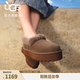 UGG秋季女士舒适茸茸毛鞋领厚底圆头休闲懒人毛毛鞋 1166733 DRKT | 深太妃糖棕色 39 鞋款偏小，建议拍大一码