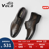 VOLO犀牛男鞋商务正装皮鞋冬季男士内增高透气德比鞋 卡其 40