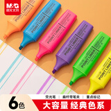 晨光（M&G）文具6色荧光笔 经典单头记号笔 醒目重点标记笔 便携手绘手账笔 6支/盒XHM21505考试必备