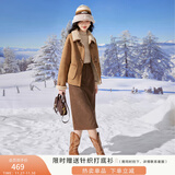 香影【猫猫绒】牛角扣麂皮绒短外套女秋冬小个子皮毛一体仿生皮草 驼色 W834004 S