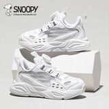 SNOOPY史努比童鞋男童运动鞋儿童旋转扣跑步鞋宝宝轻便小白鞋3829白色35