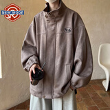 NEW OR MODE美式复古麂皮绒外套男春秋季新款立领夹克男款潮牌痞帅高级感褂子 咖色 XL