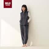 MUJI女式 暖柔家居睡衣马甲女士上衣单件家居服秋冬 炭灰色 S-M