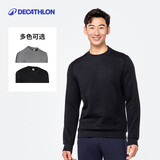 迪卡侬基础塑形普拉提保暖抓绒健身运动衣套头衫男式 黑色 2009463 XL