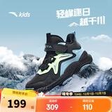 安踏儿童棉鞋男女大童山脊秋冬季新品加绒魔术贴高帮防风保暖雪地靴 【男款】黑/薄蓝6932H-2 38 脚长约24cm